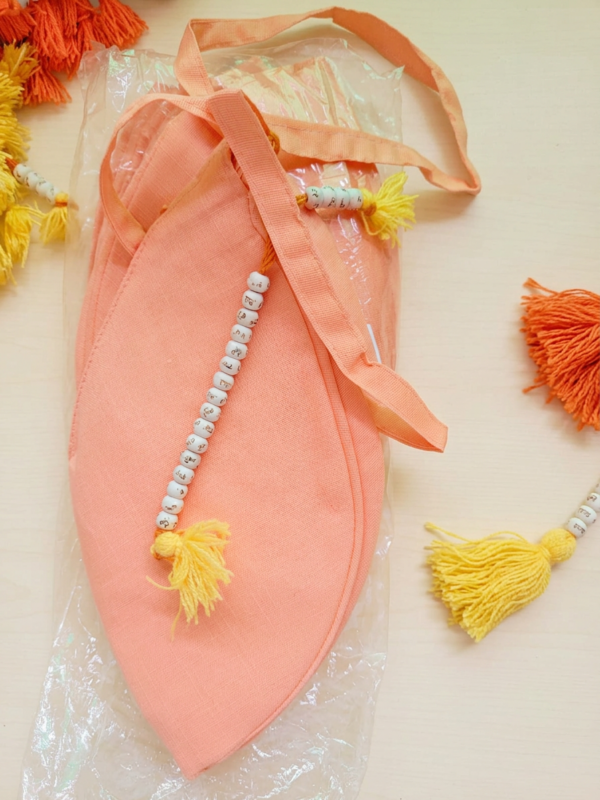 Pure Cotton Japa Mala Bag (Jholi) with Sakshi Mala & Zipper Pocket for Meditation & Chanting